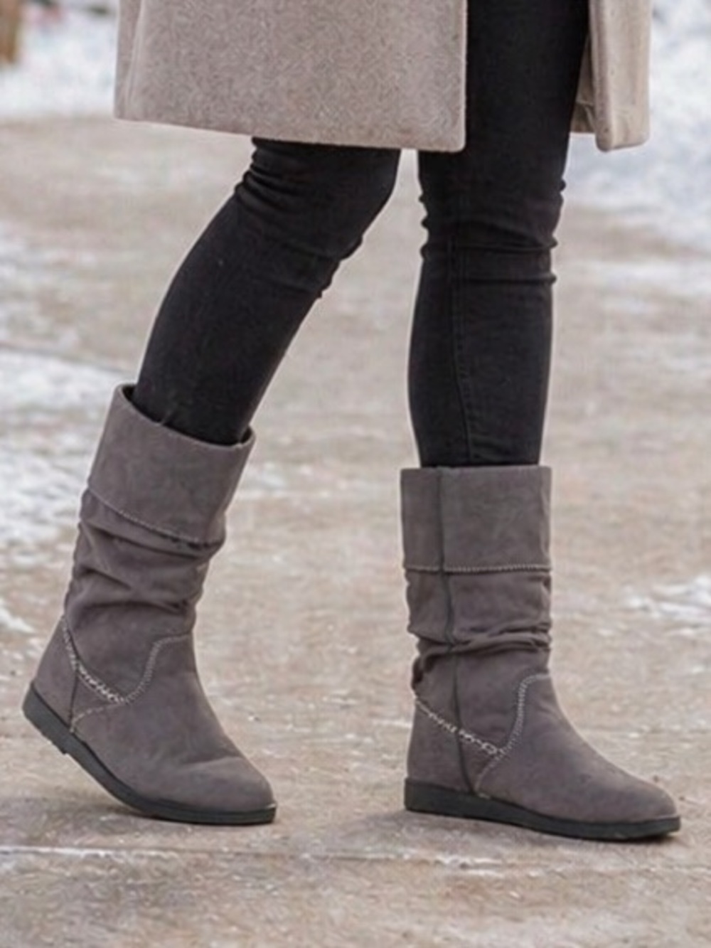 Saint John's Bay Gray Faux Suede NWT Boots 11M